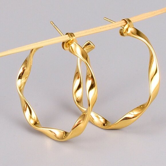 Jewelry - Gold Twisted Hoop Earrings